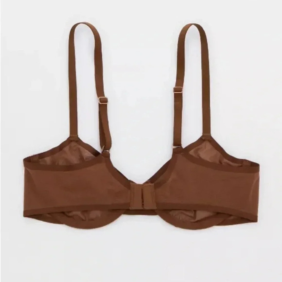 AERIE Real GoodSMOOTHEZ Mesh Unlined Balconette Bra Size 34B In Brown NWT - Picture 2 of 5
